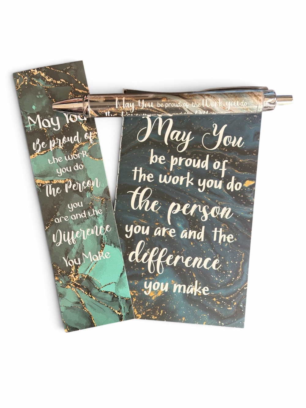 Inspirational Marble Note Pad, Pen and Bookmark
